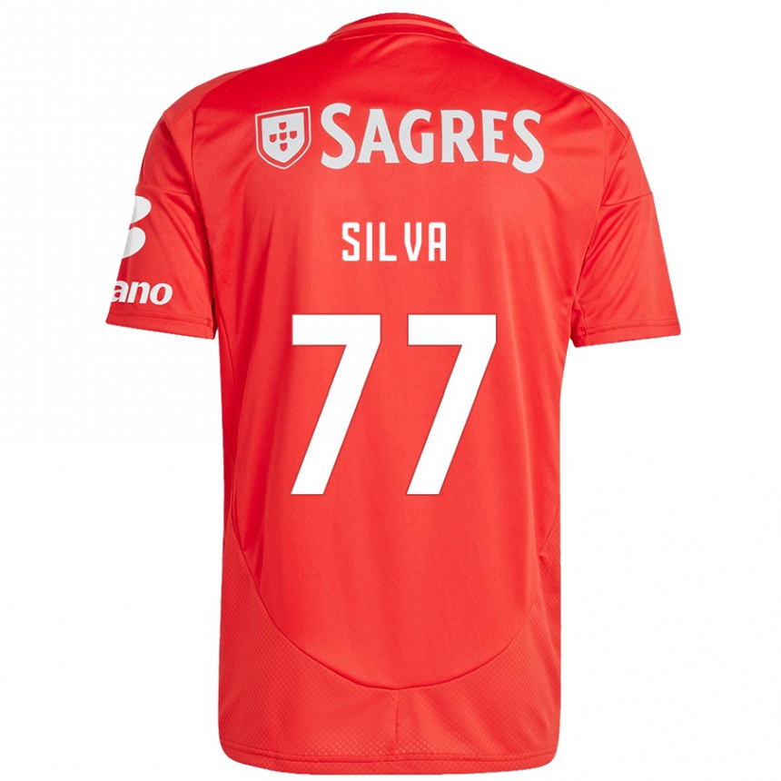 Niño Fútbol Camiseta Jessica Silva #77 Rojo Blanco 1ª Equipación 2024/25 Argentina