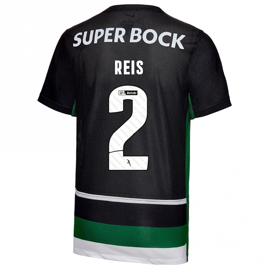 Niño Fútbol Camiseta Matheus Reis #2 Negro Blanco Verde 1ª Equipación 2024/25 Argentina