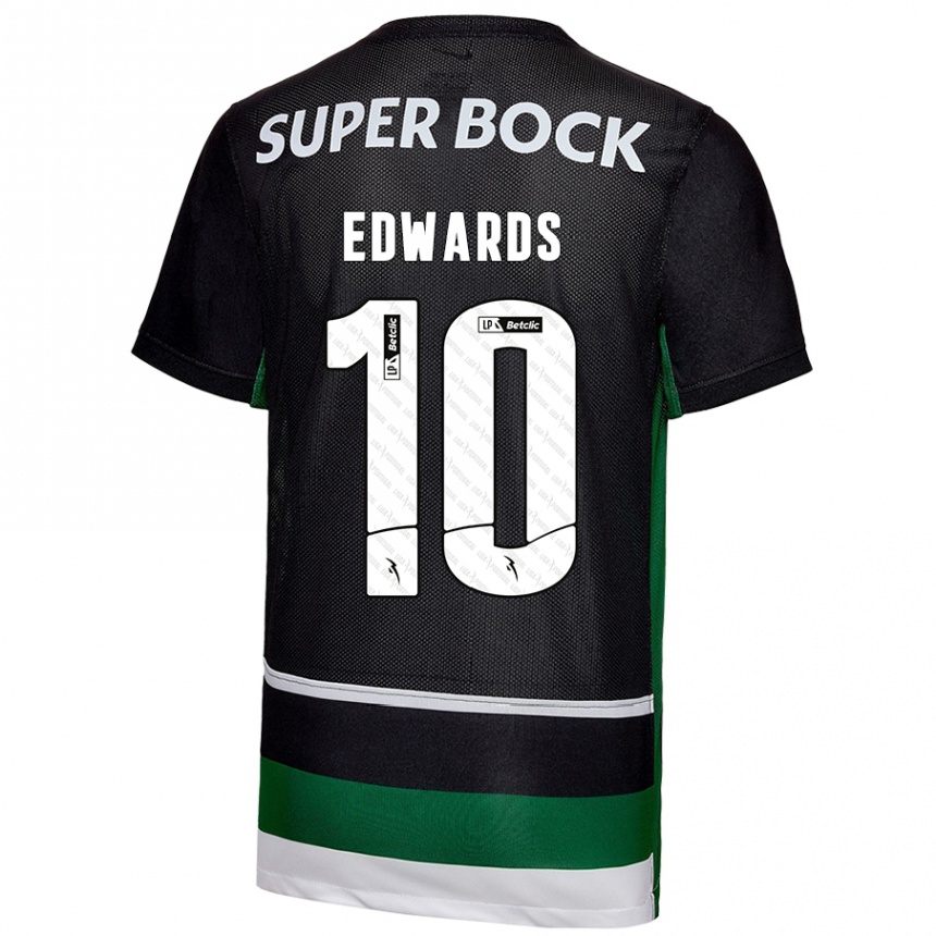 Niño Fútbol Camiseta Marcus Edwards #10 Negro Blanco Verde 1ª Equipación 2024/25 Argentina