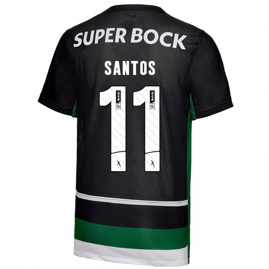 Niño Fútbol Camiseta Nuno Santos #11 Negro Blanco Verde 1ª Equipación 2024/25 Argentina