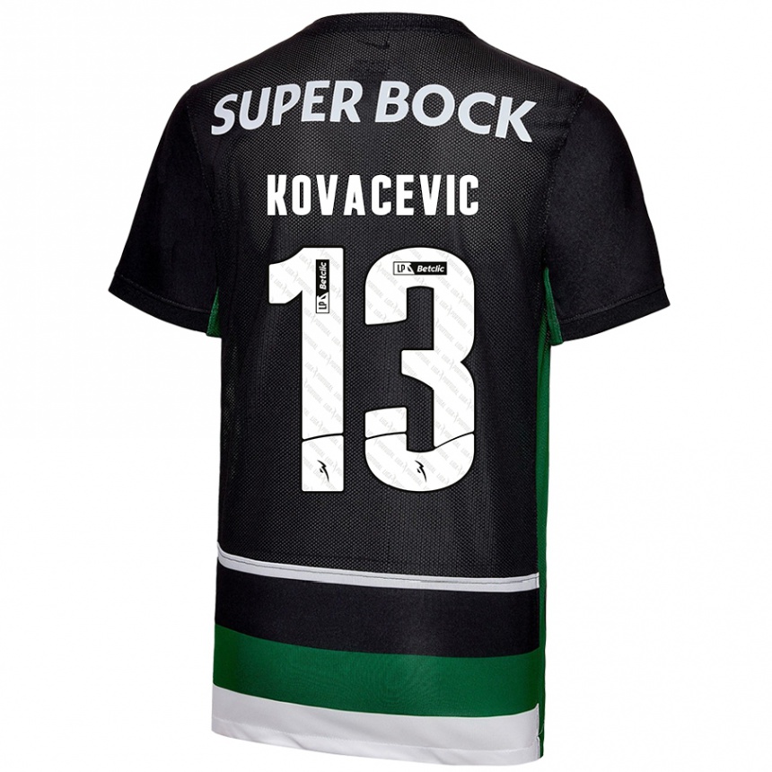 Niño Fútbol Camiseta Vladan Kovacevic #13 Negro Blanco Verde 1ª Equipación 2024/25 Argentina