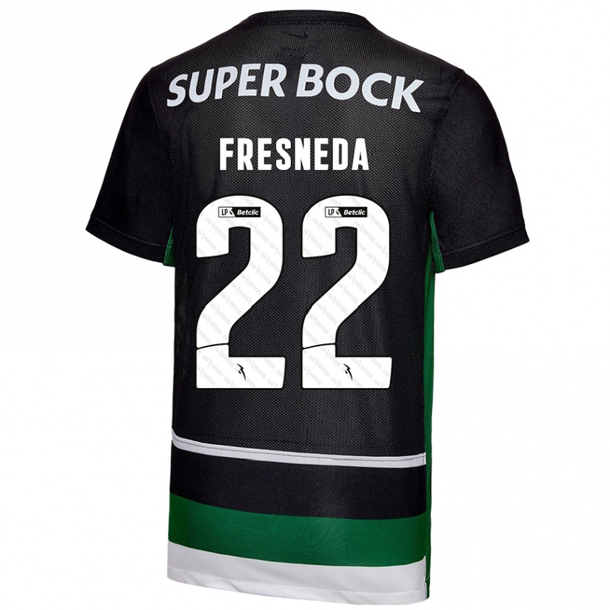 Niño Fútbol Camiseta Iván Fresneda #22 Negro Blanco Verde 1ª Equipación 2024/25 Argentina