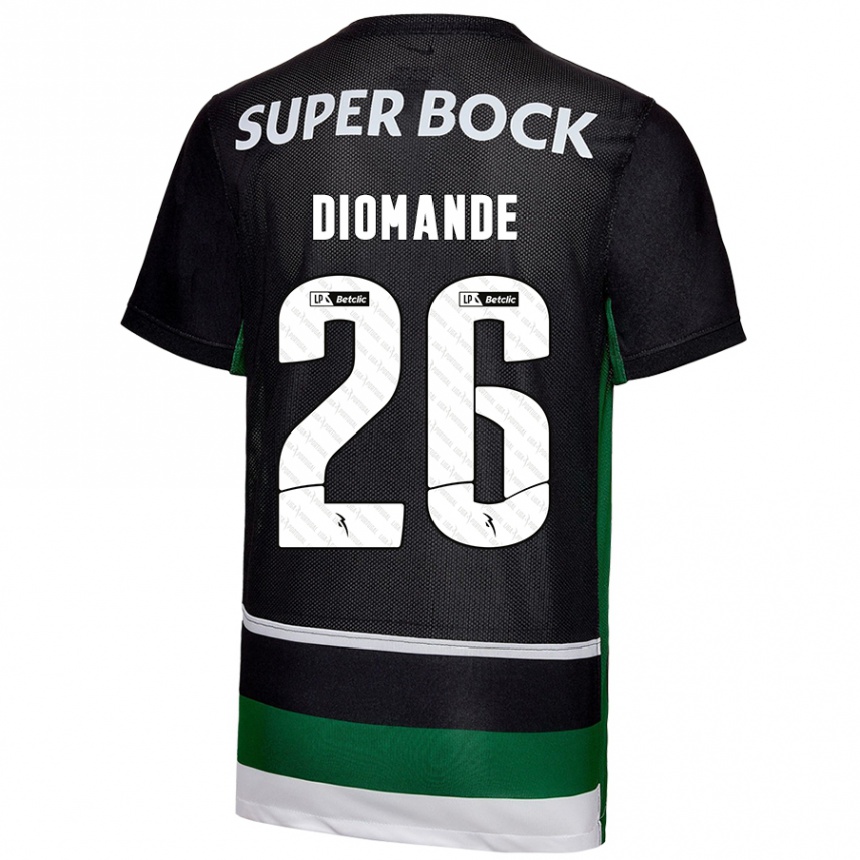 Niño Fútbol Camiseta Ousmane Diomande #26 Negro Blanco Verde 1ª Equipación 2024/25 Argentina