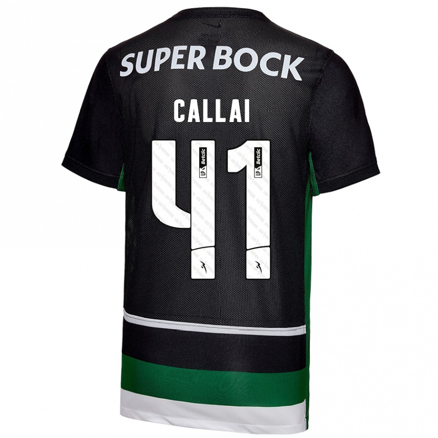 Niño Fútbol Camiseta Diego Callai #41 Negro Blanco Verde 1ª Equipación 2024/25 Argentina