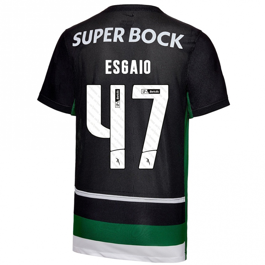 Niño Fútbol Camiseta Ricardo Esgaio #47 Negro Blanco Verde 1ª Equipación 2024/25 Argentina