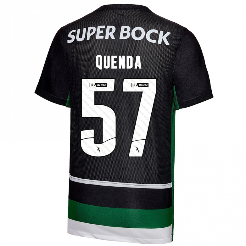 Niño Fútbol Camiseta Geovany Quenda #57 Negro Blanco Verde 1ª Equipación 2024/25 Argentina