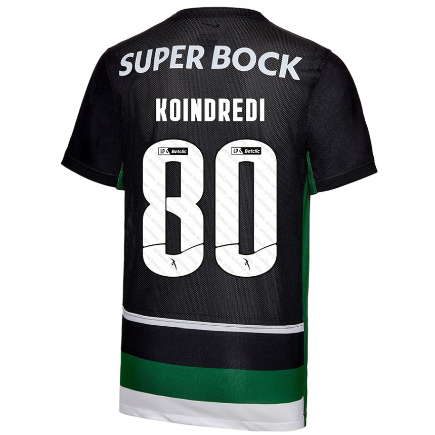 Niño Fútbol Camiseta Koba Koindredi #80 Negro Blanco Verde 1ª Equipación 2024/25 Argentina