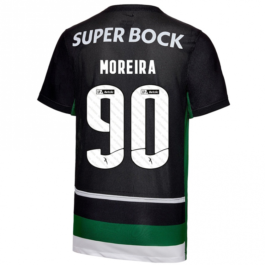 Niño Fútbol Camiseta Afonso Moreira #90 Negro Blanco Verde 1ª Equipación 2024/25 Argentina