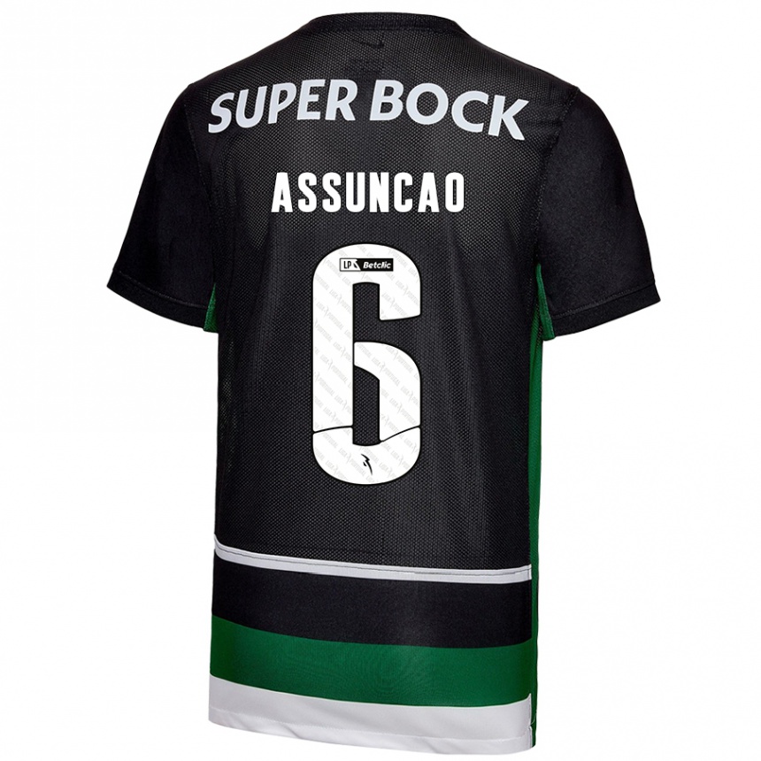 Niño Fútbol Camiseta João Assunção #6 Negro Blanco Verde 1ª Equipación 2024/25 Argentina