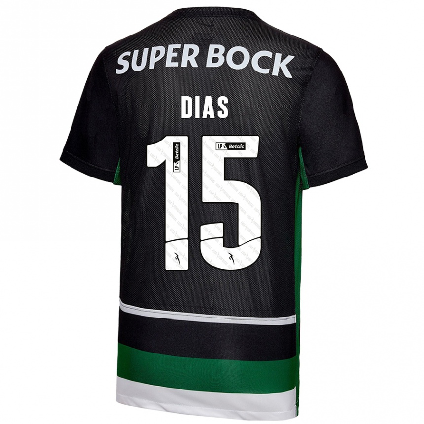 Niño Fútbol Camiseta Rodrigo Dias #15 Negro Blanco Verde 1ª Equipación 2024/25 Argentina