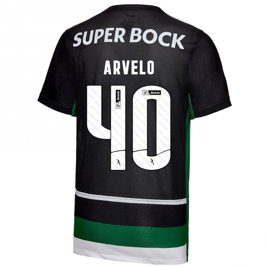 Niño Fútbol Camiseta Adam Arvelo #40 Negro Blanco Verde 1ª Equipación 2024/25 Argentina