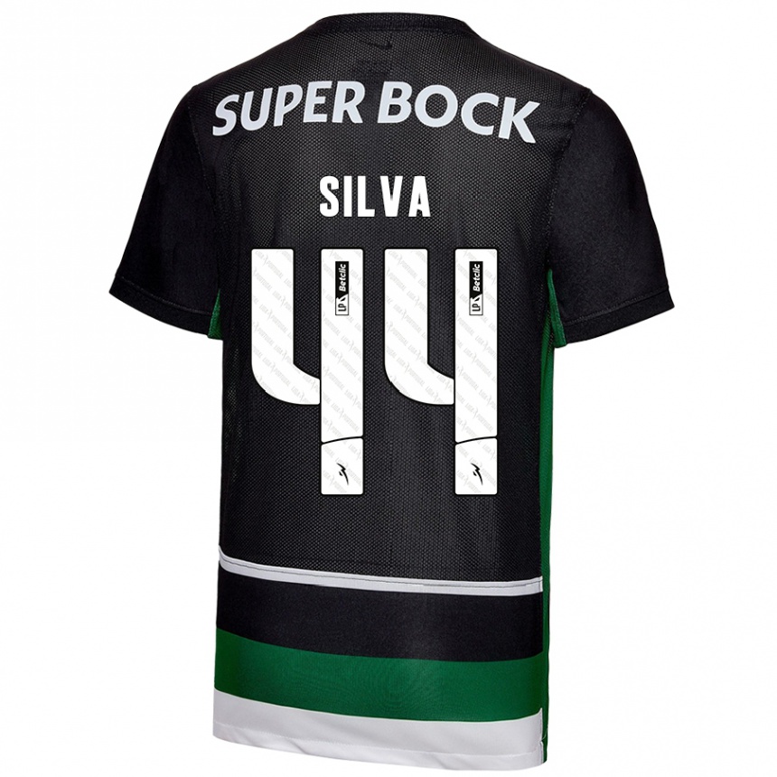 Niño Fútbol Camiseta Pedro Silva #44 Negro Blanco Verde 1ª Equipación 2024/25 Argentina