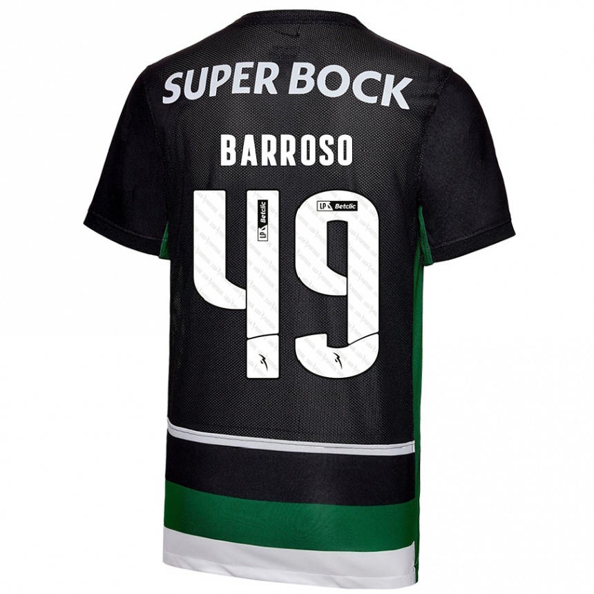 Niño Fútbol Camiseta Leonardo Barroso #49 Negro Blanco Verde 1ª Equipación 2024/25 Argentina