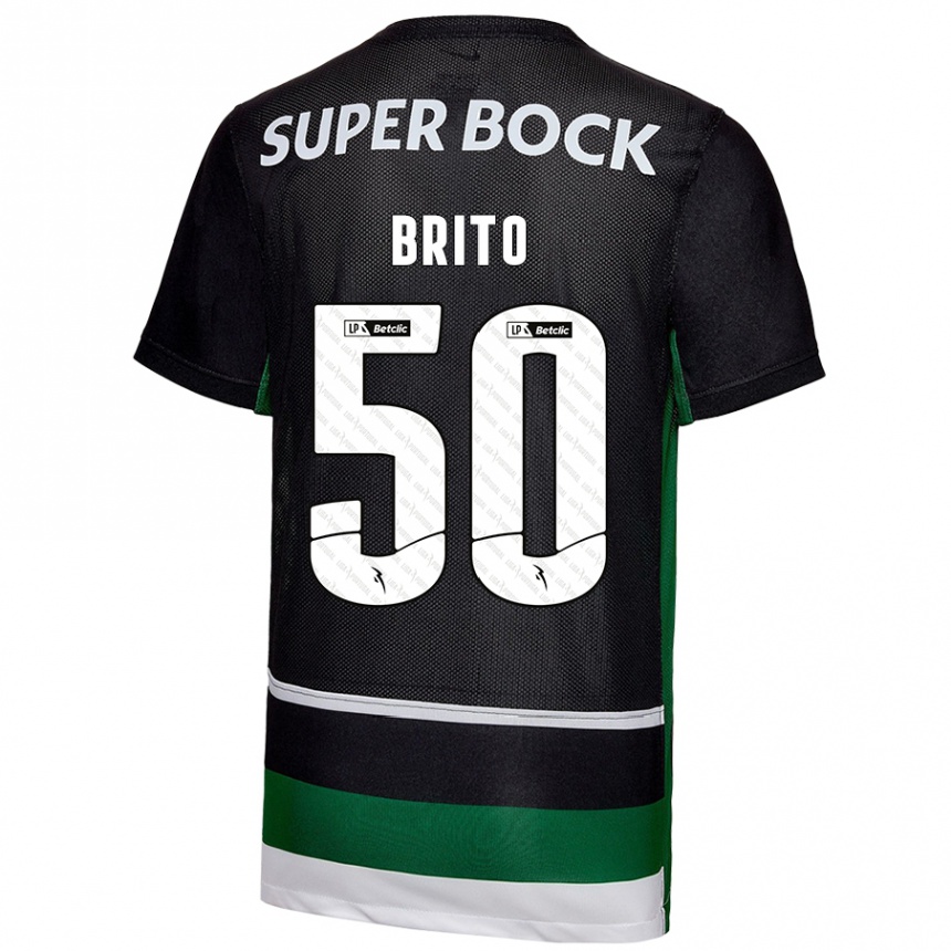 Niño Fútbol Camiseta Alexandre Brito #50 Negro Blanco Verde 1ª Equipación 2024/25 Argentina