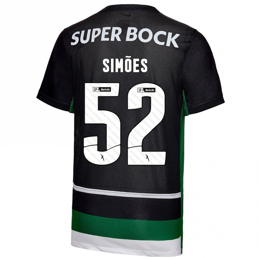 Niño Fútbol Camiseta João Simões #52 Negro Blanco Verde 1ª Equipación 2024/25 Argentina