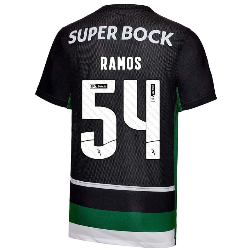 Niño Fútbol Camiseta Bruno Ramos #54 Negro Blanco Verde 1ª Equipación 2024/25 Argentina