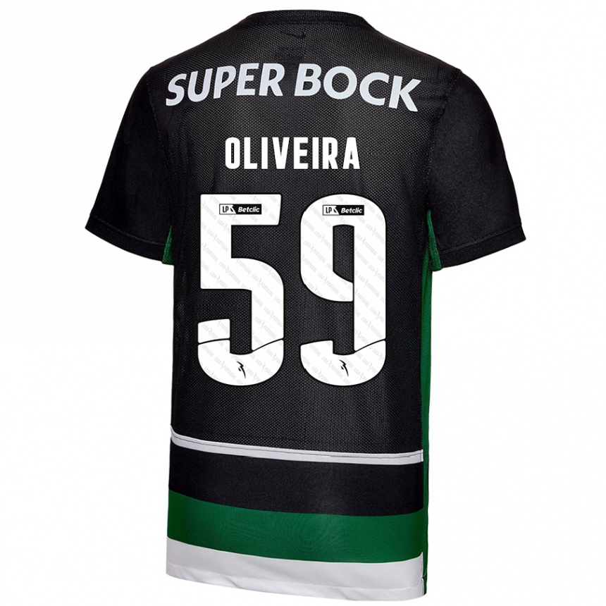 Niño Fútbol Camiseta Kauã Oliveira #59 Negro Blanco Verde 1ª Equipación 2024/25 Argentina