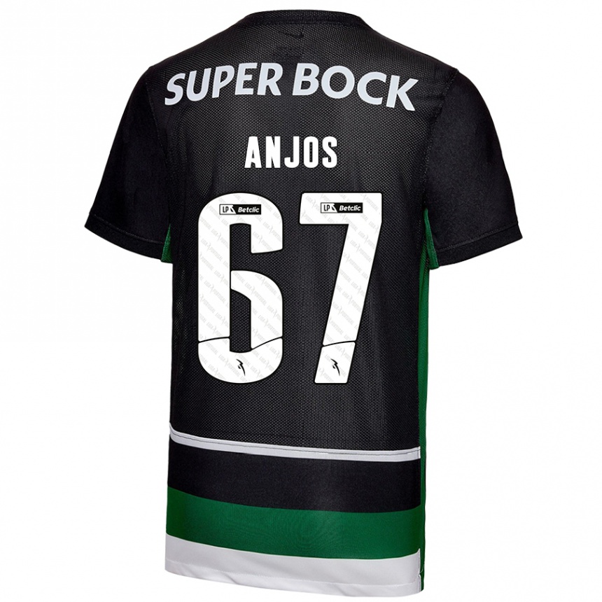 Niño Fútbol Camiseta Lucas Anjos #67 Negro Blanco Verde 1ª Equipación 2024/25 Argentina