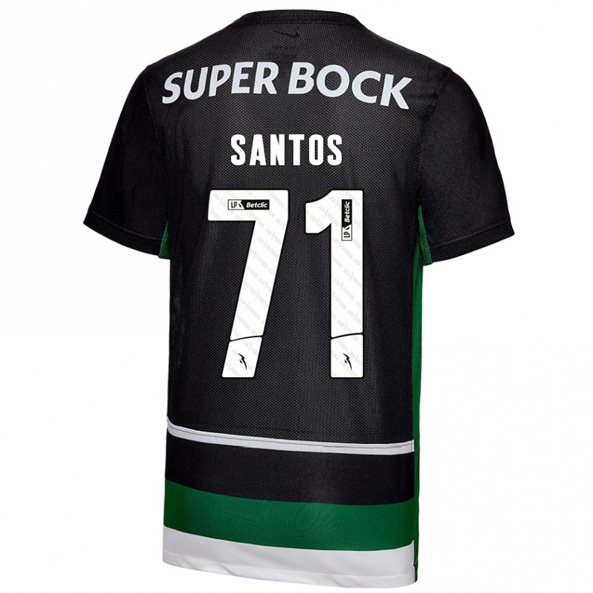 Niño Fútbol Camiseta Denilson Santos #71 Negro Blanco Verde 1ª Equipación 2024/25 Argentina