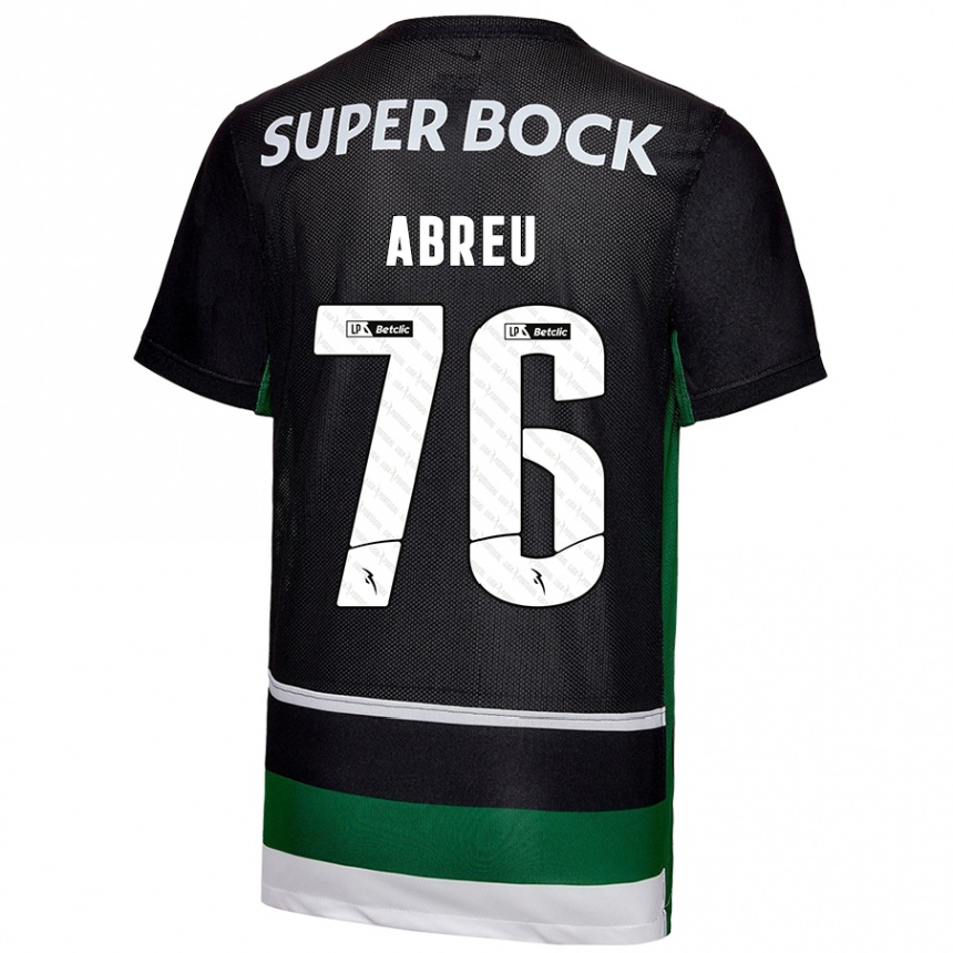 Niño Fútbol Camiseta Diogo Abreu #76 Negro Blanco Verde 1ª Equipación 2024/25 Argentina