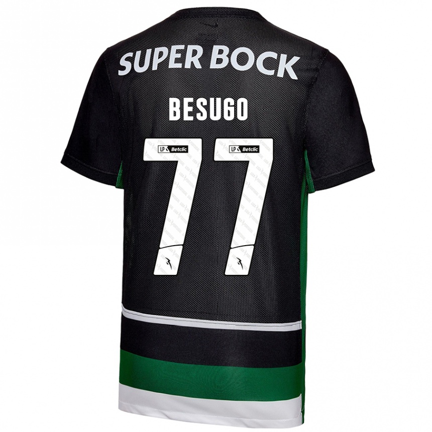 Niño Fútbol Camiseta Rafael Besugo #77 Negro Blanco Verde 1ª Equipación 2024/25 Argentina