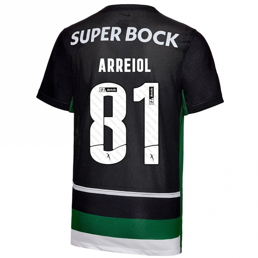 Niño Fútbol Camiseta Henrique Arreiol #81 Negro Blanco Verde 1ª Equipación 2024/25 Argentina