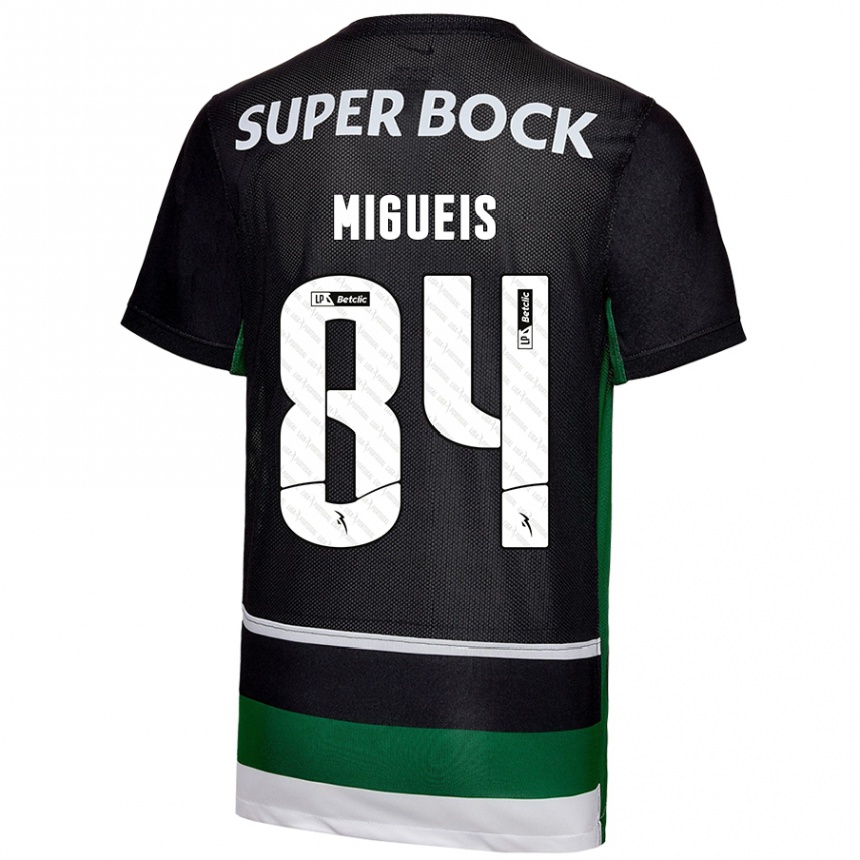 Niño Fútbol Camiseta Pedro Miguéis #84 Negro Blanco Verde 1ª Equipación 2024/25 Argentina