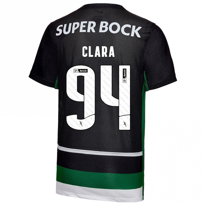 Niño Fútbol Camiseta Diogo Clara #94 Negro Blanco Verde 1ª Equipación 2024/25 Argentina