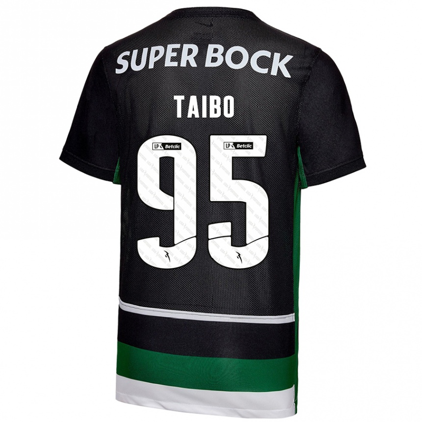 Niño Fútbol Camiseta Lucas Taibo #95 Negro Blanco Verde 1ª Equipación 2024/25 Argentina