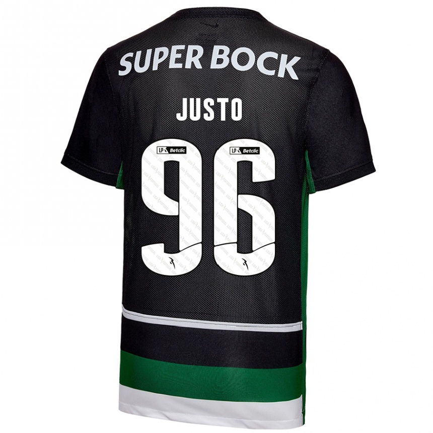 Niño Fútbol Camiseta Samuel Justo #96 Negro Blanco Verde 1ª Equipación 2024/25 Argentina