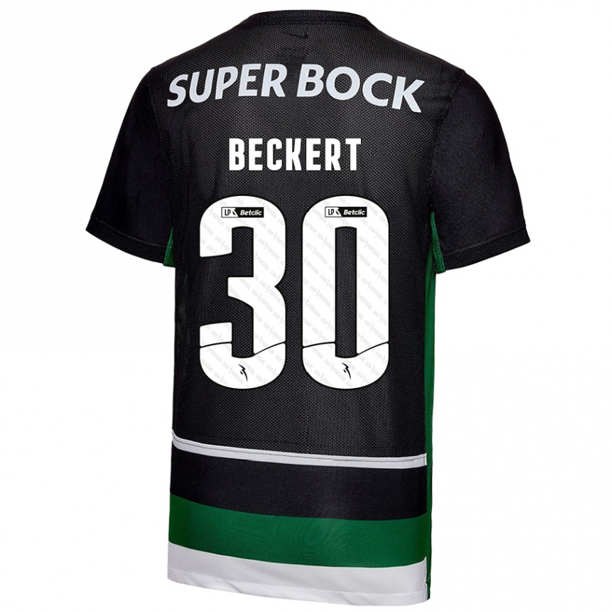 Niño Fútbol Camiseta Carolina Beckert #30 Negro Blanco Verde 1ª Equipación 2024/25 Argentina