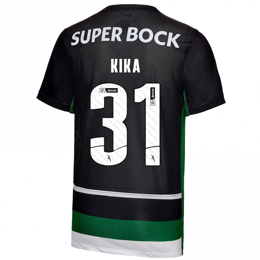 Niño Fútbol Camiseta Kika #31 Negro Blanco Verde 1ª Equipación 2024/25 Argentina