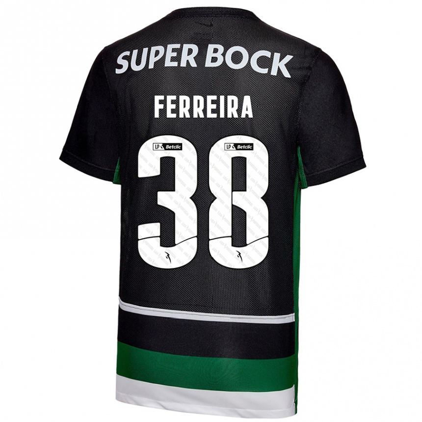 Niño Fútbol Camiseta Marta Ferreira #38 Negro Blanco Verde 1ª Equipación 2024/25 Argentina