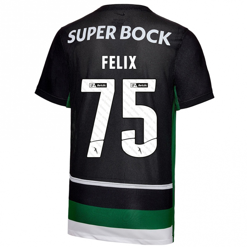 Niño Fútbol Camiseta Vando Félix #75 Negro Blanco Verde 1ª Equipación 2024/25 Argentina