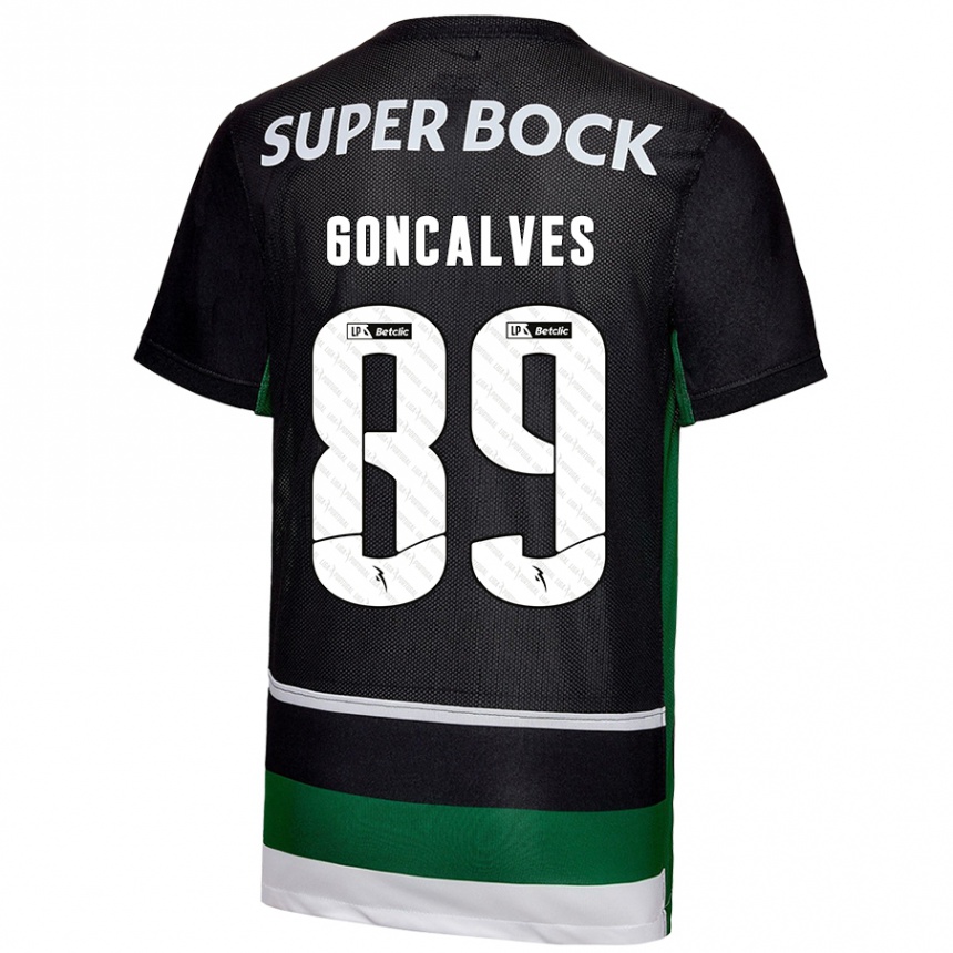 Niño Fútbol Camiseta André Gonçalves #89 Negro Blanco Verde 1ª Equipación 2024/25 Argentina