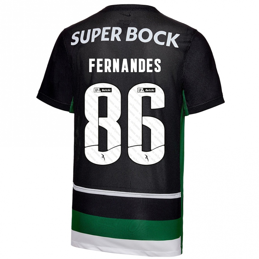 Niño Fútbol Camiseta Emanuel Fernandes #86 Negro Blanco Verde 1ª Equipación 2024/25 Argentina