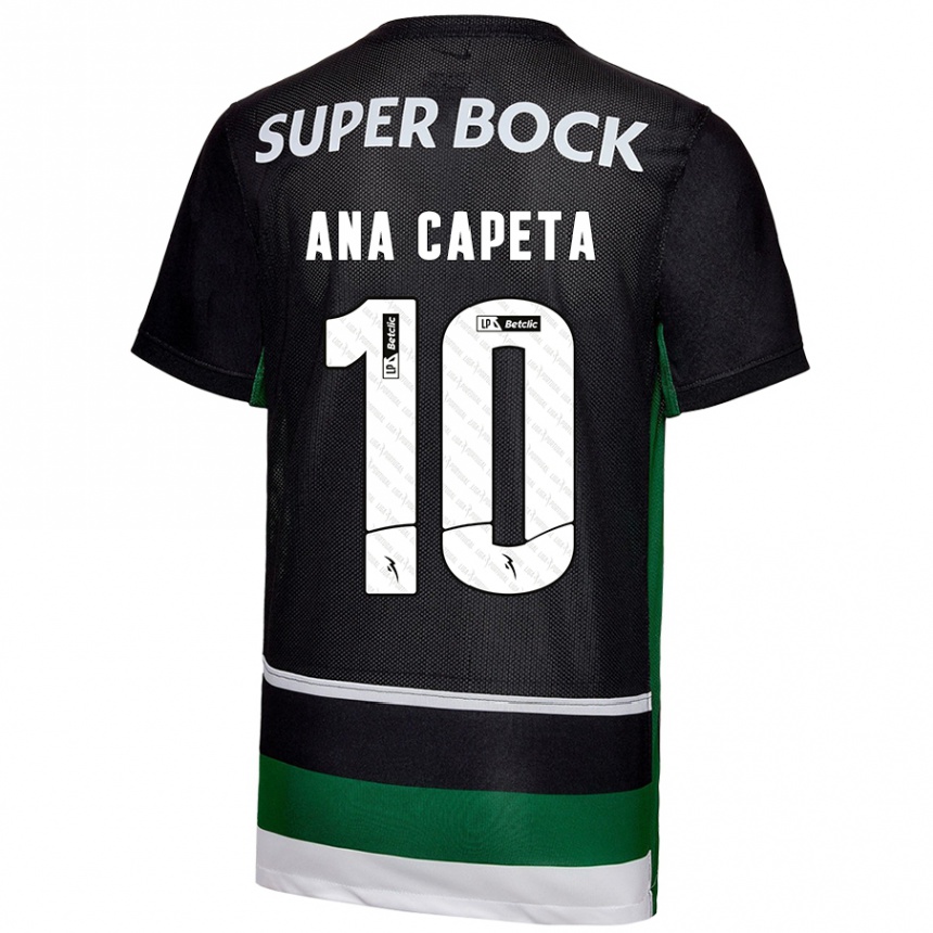 Niño Fútbol Camiseta Ana Capeta #10 Negro Blanco Verde 1ª Equipación 2024/25 Argentina