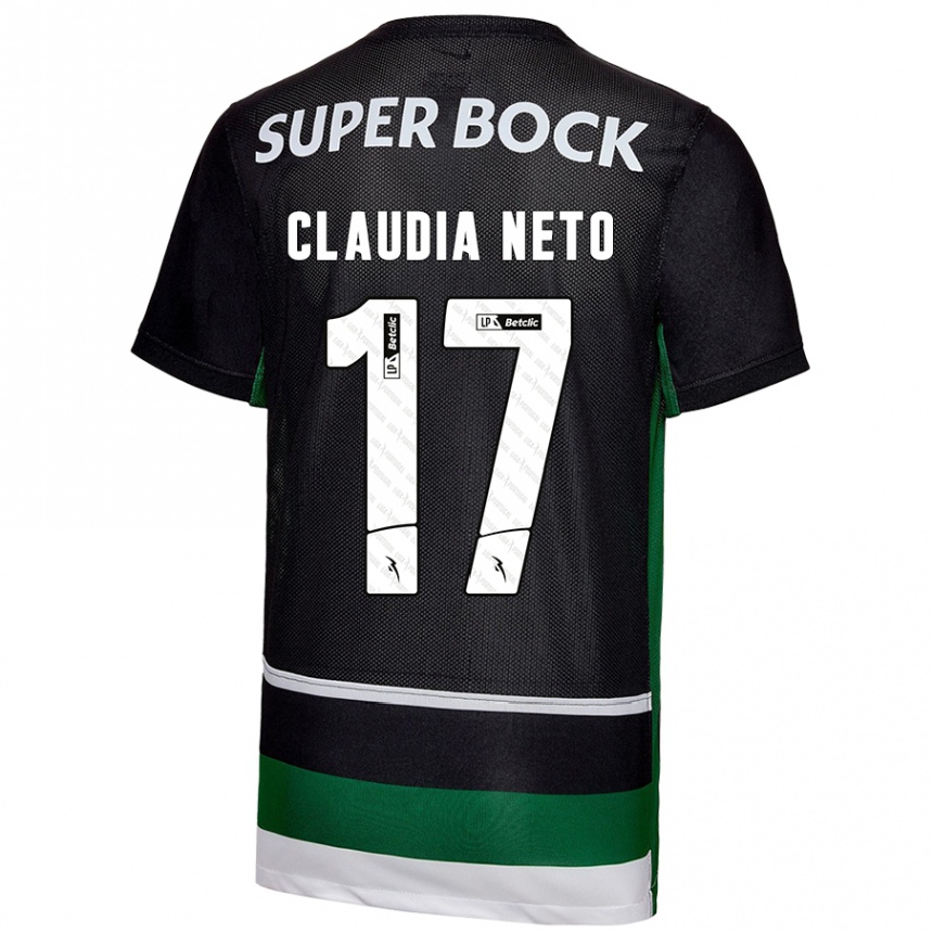 Niño Fútbol Camiseta Cláudia Teresa Pires Neto #17 Negro Blanco Verde 1ª Equipación 2024/25 Argentina