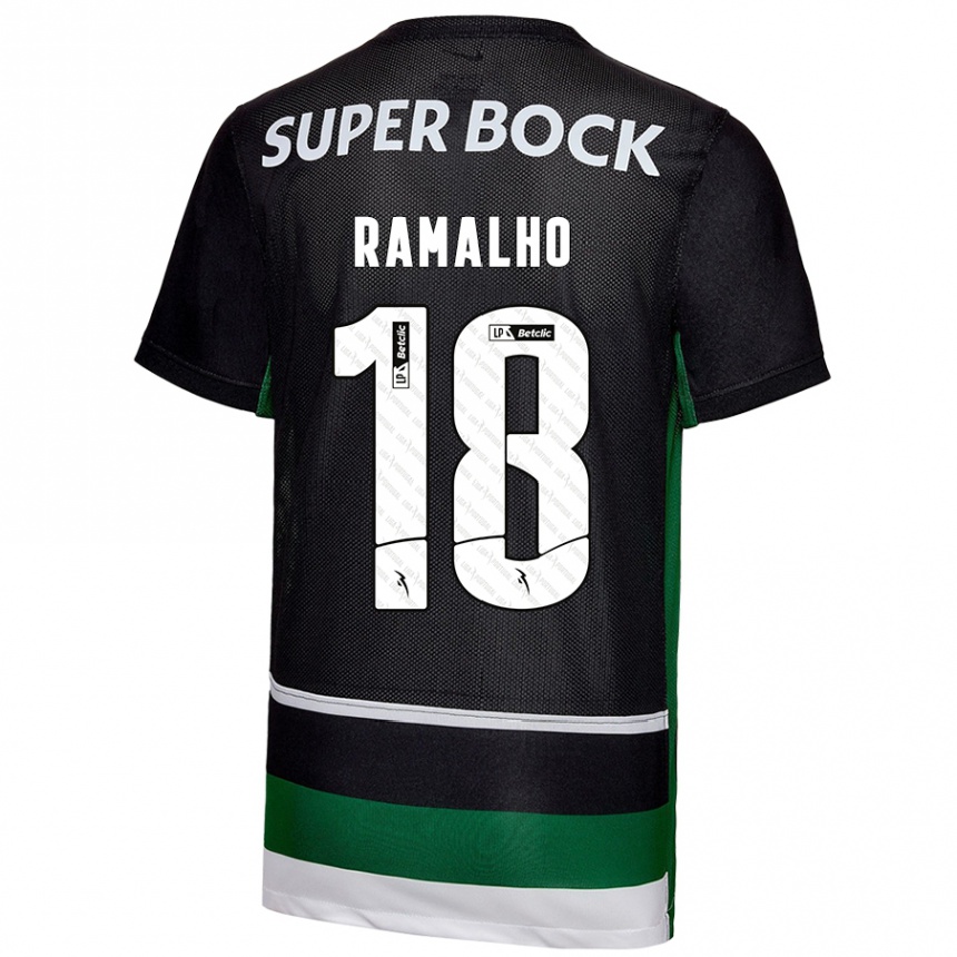 Niño Fútbol Camiseta Inês Filipa Ramalho Gonçalves #18 Negro Blanco Verde 1ª Equipación 2024/25 Argentina