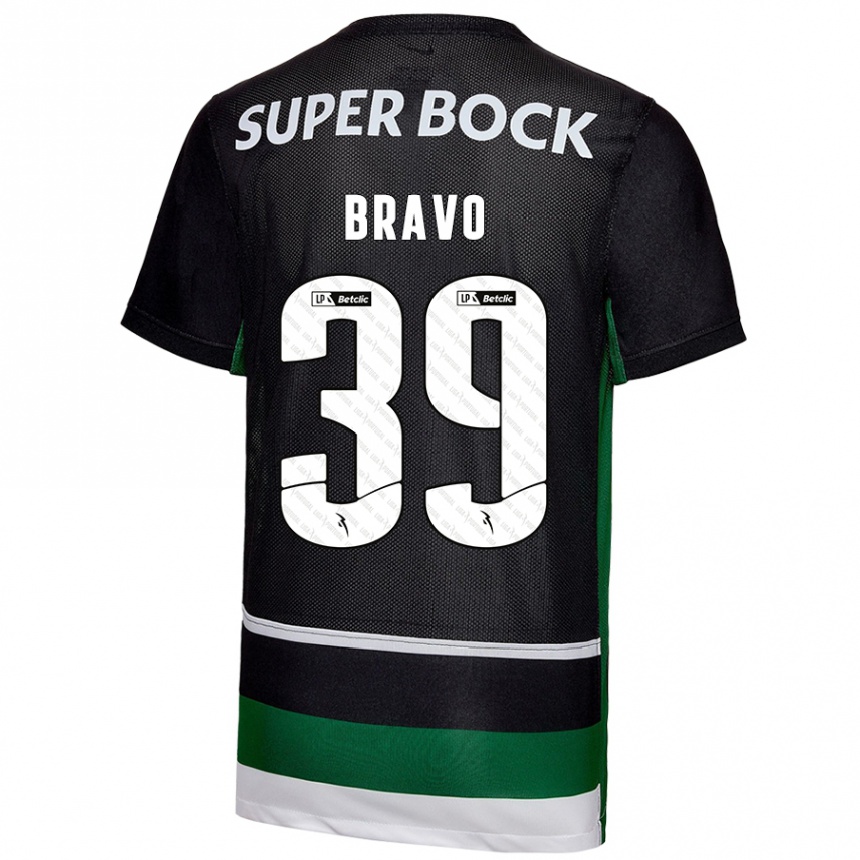 Niño Fútbol Camiseta Bravo #39 Negro Blanco Verde 1ª Equipación 2024/25 Argentina