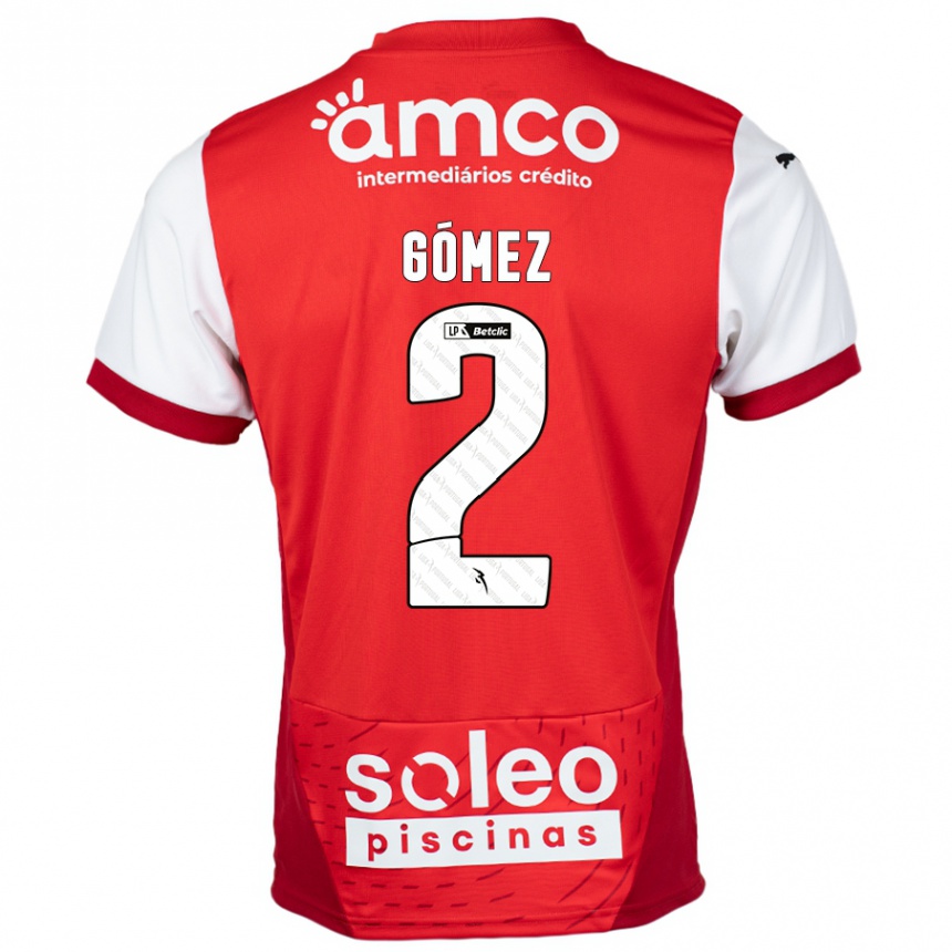 Niño Fútbol Camiseta Víctor Gómez #2 Rojo Blanco 1ª Equipación 2024/25 Argentina