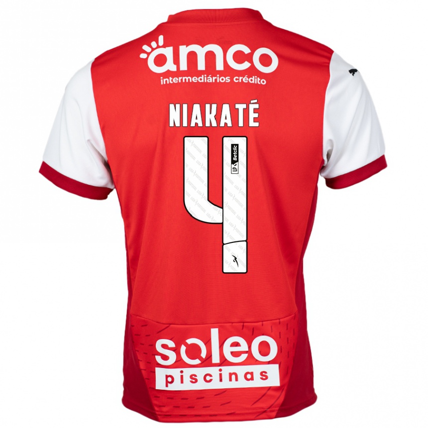 Niño Fútbol Camiseta Sikou Niakaté #4 Rojo Blanco 1ª Equipación 2024/25 Argentina