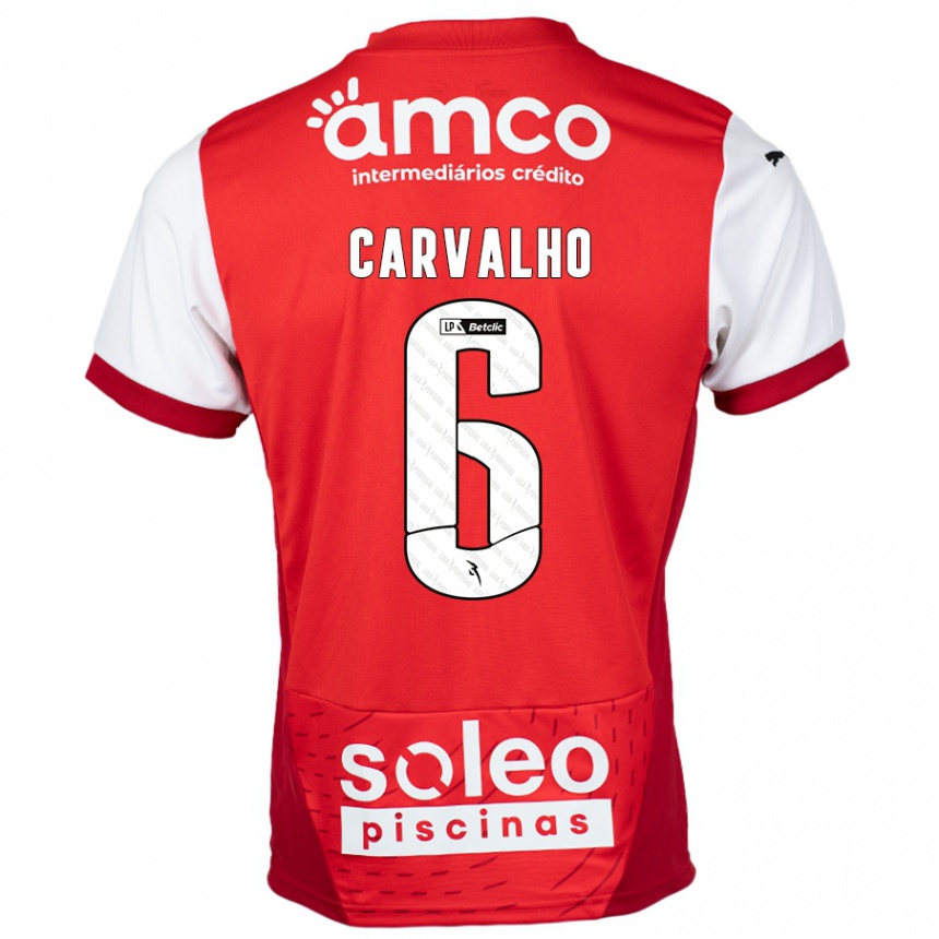 Niño Fútbol Camiseta Vitor Carvalho #6 Rojo Blanco 1ª Equipación 2024/25 Argentina