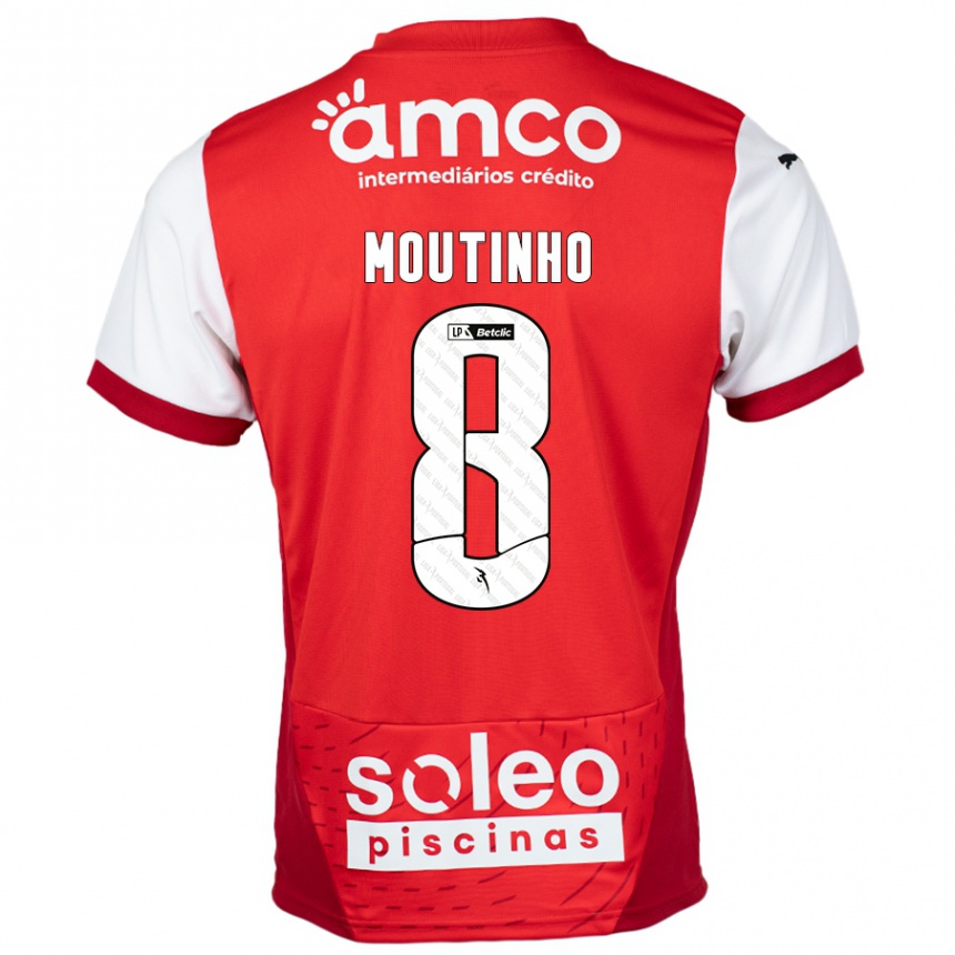 Niño Fútbol Camiseta João Moutinho #8 Rojo Blanco 1ª Equipación 2024/25 Argentina