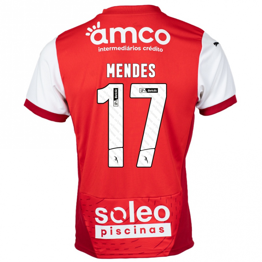 Niño Fútbol Camiseta Joe Mendes #17 Rojo Blanco 1ª Equipación 2024/25 Argentina