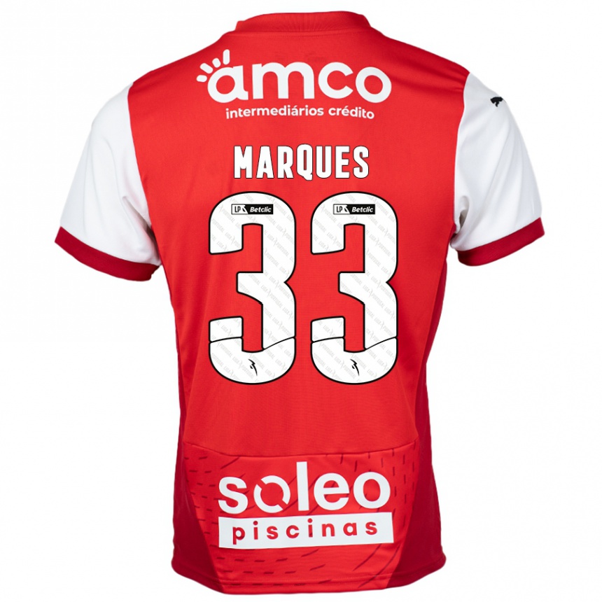 Niño Fútbol Camiseta João Marques #33 Rojo Blanco 1ª Equipación 2024/25 Argentina