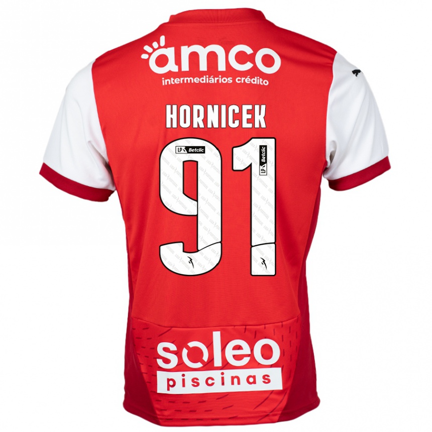 Niño Fútbol Camiseta Lukas Hornicek #91 Rojo Blanco 1ª Equipación 2024/25 Argentina