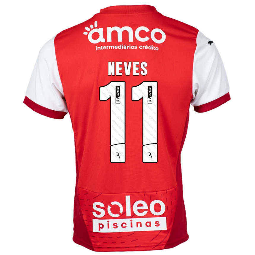 Niño Fútbol Camiseta Bernardo Neves #11 Rojo Blanco 1ª Equipación 2024/25 Argentina