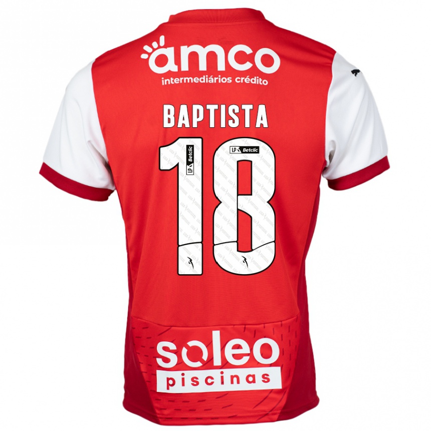 Niño Fútbol Camiseta Tiago Baptista #18 Rojo Blanco 1ª Equipación 2024/25 Argentina