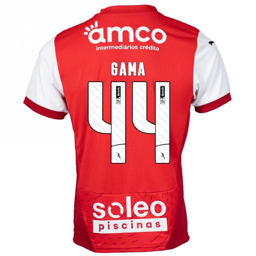 Niño Fútbol Camiseta Dinis Gama #44 Rojo Blanco 1ª Equipación 2024/25 Argentina